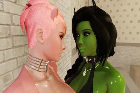 Aniamted 3D humongous cock Futa ladyman On Creamy White gal